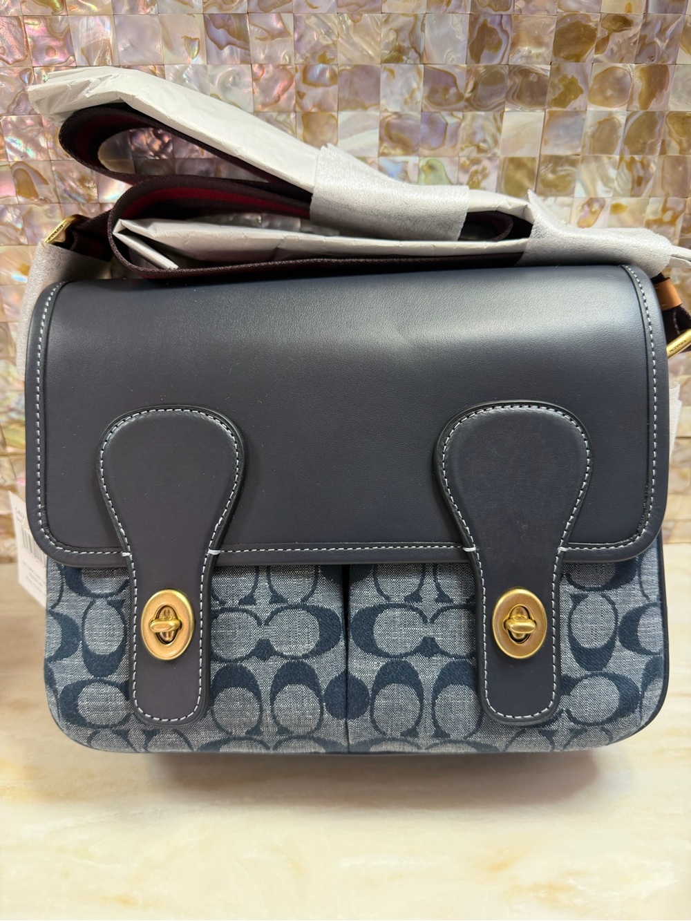 Brand New Coach C4036 Signature Shoulder Bag Leather Canvas Women's COACH